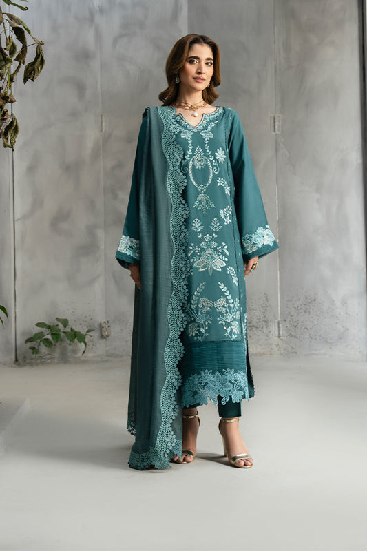 Sage green 3 piece suit SP-118 Valenne by Serene, featuring elegant embroidery and tailored fit.